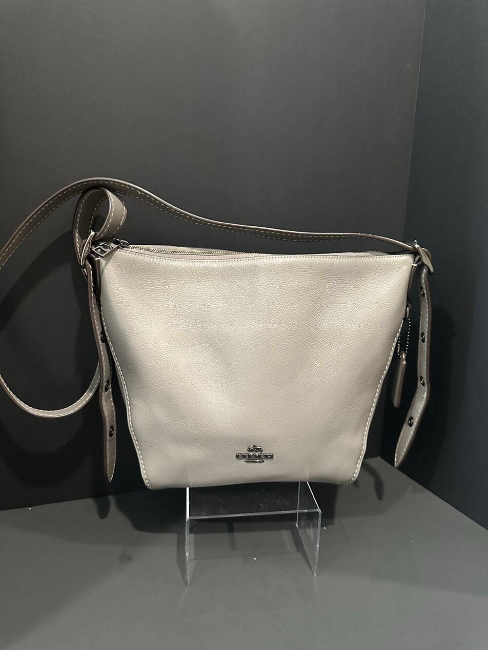 Coach Pennie Shoulder Bag Gray Pebbled Leather Gunmetal Hardware 21377